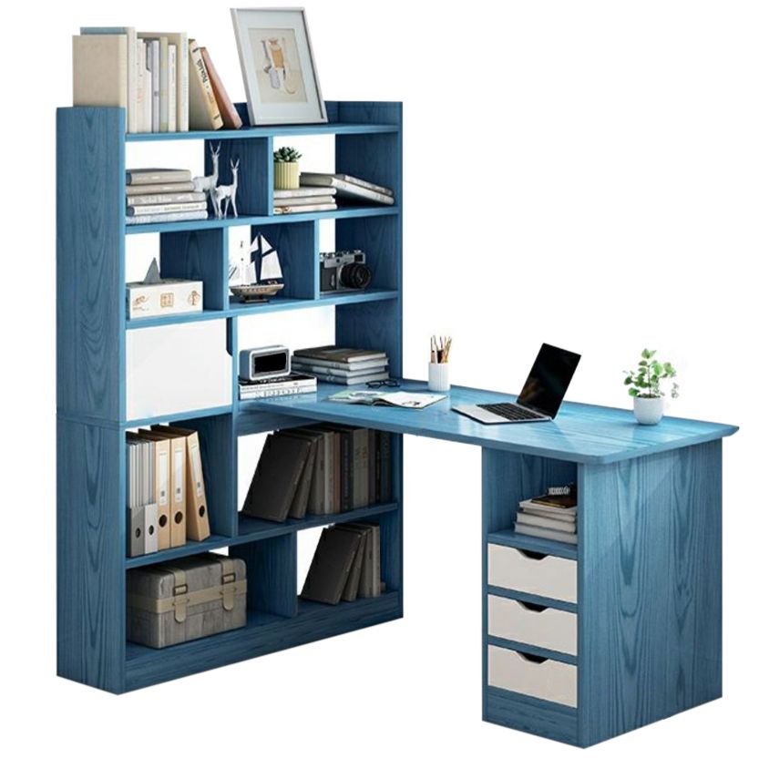 28.15-Inch Modern & Contemporary L-Shape Wooden Desk Bedroom with Bookshelf Writing Desk Clearhalo 'furn' 'furn_office_desk' 'Furniture' 'Office Desks' 'Office Furniture' 'office_desk' 1200x1200_96754bb3-801f-4bb7-982a-95c1e735ac3b