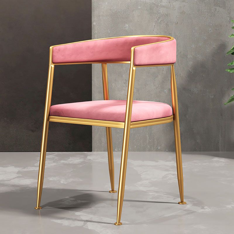 Glam Gold Metal Arm Chair Open Back Dining Side Chair with Upholstered Clearhalo 'Dining Chairs' 'Dining Tables & Seating' 'dining_chair' 'furn' 'furn_dining_chair' 'Furniture' 'furniture_dining_chair' 'Kitchen & Dining Furniture' 1200x1200_96756057-35f7-461c-84c3-257e511620f6