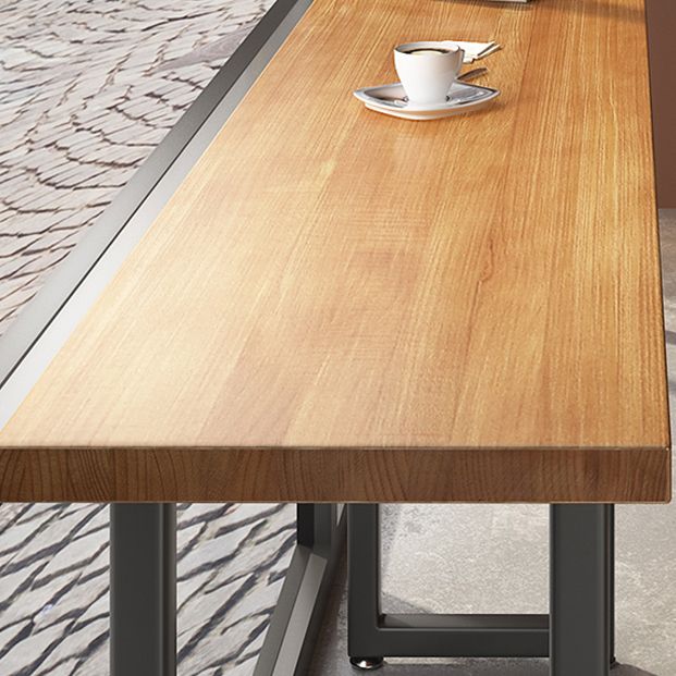 Light Brown Modern Style Bar Table Rectangular Wood Bar Bar with Metal Base, Only Table Clearhalo 'Bar Furniture' 'Bar Tables' 'bar_tables' 'furn' 'furn_bar_tables' 'Furniture' 'furniture_bar_tables' 'Kitchen & Dining Furniture' 1200x1200_96763539-5b98-4af1-887c-7992231a08c7