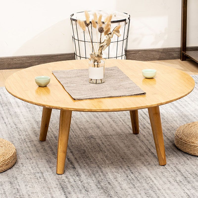 Round Wooden Coffee Table Four Legs Cocktail Table in Natural Clearhalo 'Coffee & Accent Tables' 'Coffee Tables' 'coffee_tables' 'furn' 'furn_coffee_tables' 'Furniture' 'furniture_coffee_tables' 'Living Room Furniture' 1200x1200_9678203f-3676-4bfa-acf9-4ced74f588e7