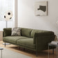 Contemporary Simple Cushions Sofa Tuxedo Arm Faux Leather Seating