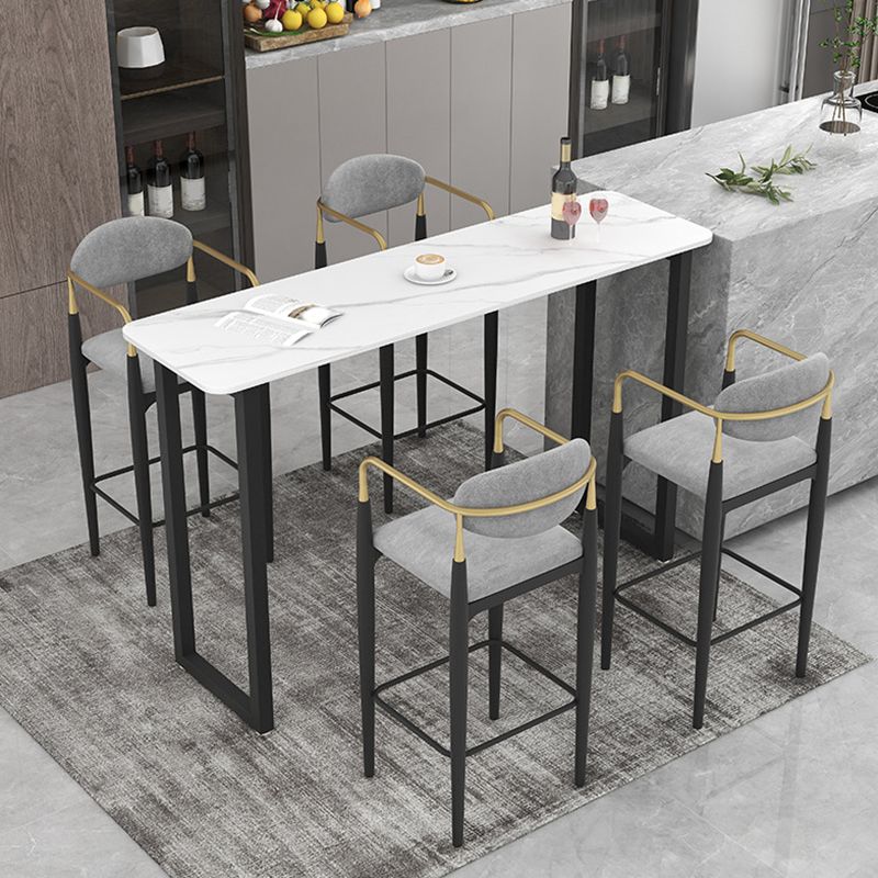Rectangle Sintered Stone Bar Table Sled Base Dining Table in White Clearhalo 'Bar Furniture' 'Bar Tables' 'bar_tables' 'furn' 'furn_bar_tables' 'Furniture' 'Kitchen & Dining Furniture' 1200x1200_967ba152-f293-4ac4-bfe6-b83f2e39c39d
