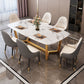 Nordic Dining Room Set Metal Frame Dining Table Rectangle White Slate Formal Dinette Set for Home Clearhalo 'Dining Room Sets' 'Dining Tables & Seating' 'dining_room_set' 'furn' 'furn_dining_room_set' 'Furniture' 'furniture_dining_room_set' 'Kitchen & Dining Furniture' 'kitchen&dining_furn' 'kitchen' 1200x1200_967cf6b4-7015-4365-ab41-ca08f7a47429