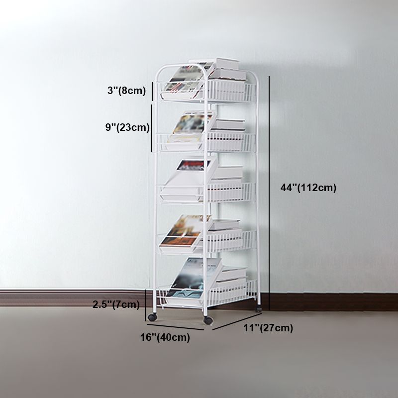 Contemporary Style Metal Geometric Bookcase Open Back Bookcase with Wheels Clearhalo 'Bookcases' 'furn' 'furn_bookcases' 'Furniture' 'furniture_bookcases' 'kitchen' 'kitchen_bookcases' 'Living Room Furniture' 'Office Furniture' 1200x1200_967e65ef-89cc-466b-905e-3748e9aaa7f3