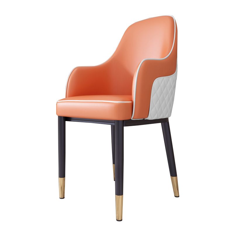 Scandinavian Style Dining Chair Upholstered Dining Room Metal Chair with Arm Clearhalo ' kitchen&dining_furn' 'Dining Chairs' 'Dining Tables & Seating' 'dining_chair' 'furn' 'furn_dining_chair' 'Furniture' 'furniture_dining_chair' 'Kitchen & Dining Furniture' 'kitchen' 1200x1200_967e8a1b-632b-41e3-b621-54782798f682