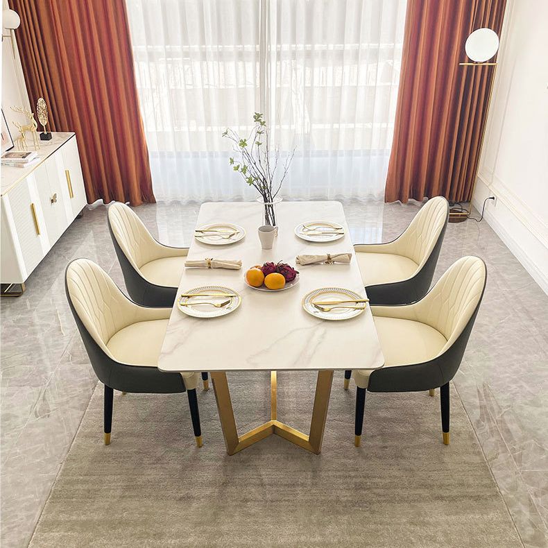 Dining Room Set Nordic Rectangle Dining Table Formal Dinette Set with Metal Base Clearhalo 'Dining Room Sets' 'Dining Tables & Seating' 'dining_room_set' 'furn' 'furn_dining_room_set' 'Furniture' 'furniture_dining_room_set' 'Kitchen & Dining Furniture' 'kitchen&dining_furn' 'kitchen' 1200x1200_967f53f0-5ea4-4946-b0dd-a3596775e50e