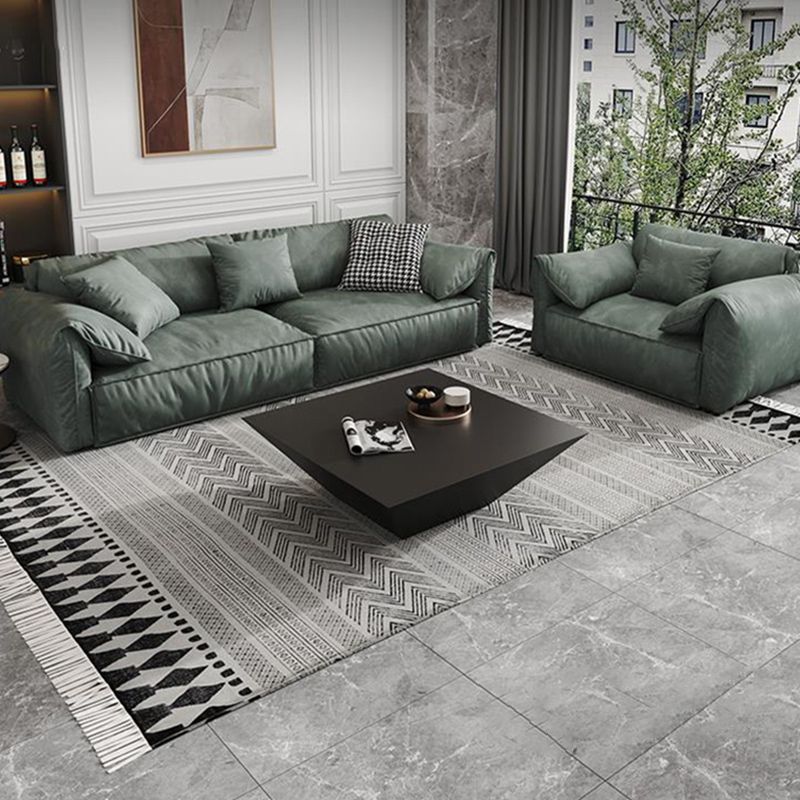 Stationary Living Room Pillow Top Arm Standard Cushions Green Modern Sofa