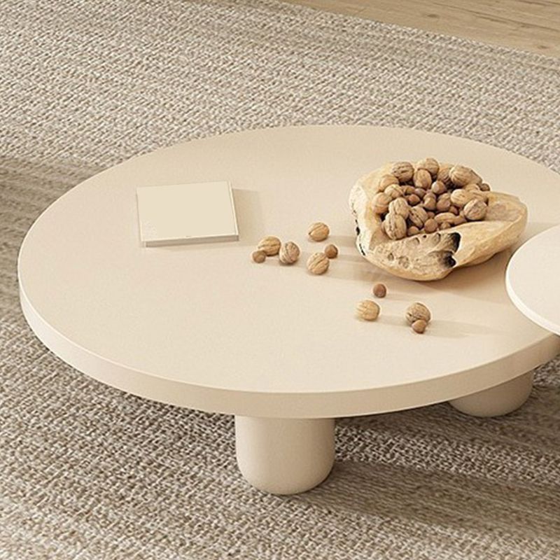 Mesa de centro de 4 patas, mesa de cóctel de madera con tapa redonda para sala de estar