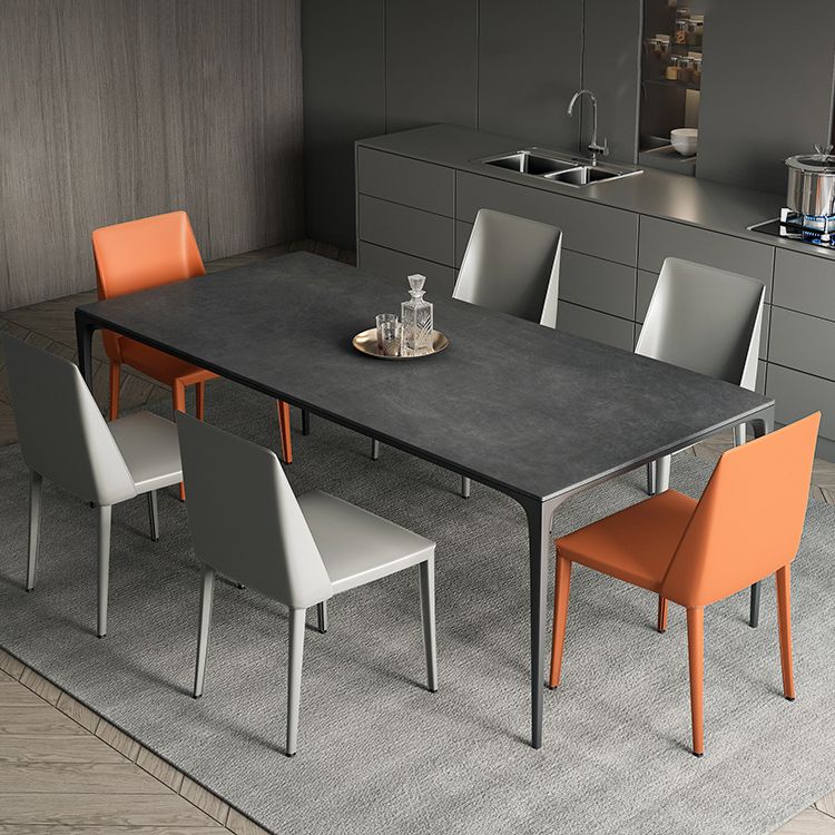 Contemporary Style Sintered Stone Dining Table Rectangle Table with 4 Legs Base Clearhalo ' dining_table' 'Dining Tables & Seating' 'Dining Tables' 'furn' 'furn_dining_table' 'Furniture' 'furniture_dining_table' 'Kitchen & Dining Furniture' 'kitchen&dining_furn' 'kitchen' 'kitchen_dining_table' 1200x1200_96834f8f-575c-4bbc-8afe-d7cf2c2d614a