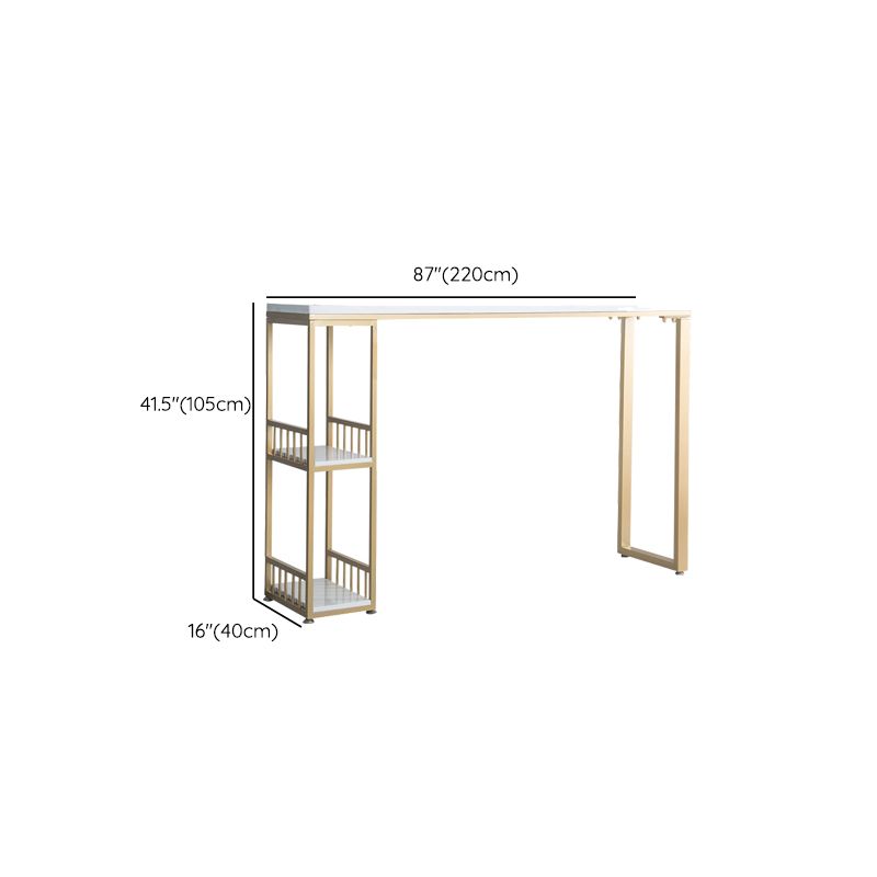 Glam Bar-height Table Solid Wood Top Bistro Pub Table with 2 Shelves Clearhalo 'Bar Furniture' 'Bar Tables' 'bar_tables' 'furn' 'furn_bar_tables' 'Furniture' 'Kitchen & Dining Furniture' 1200x1200_968456dc-11bf-49cd-9f80-bb8e1a901cfc