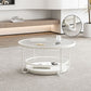 Modernistic Glass Top Coffee Table Round Metal Frame Cocktail Table Clearhalo 'Coffee & Accent Tables' 'Coffee Tables' 'coffee_tables' 'furn' 'furn_coffee_tables' 'Furniture' 'Living Room Furniture' 1200x1200_9687090a-f5f4-4358-b237-3ae5439c9eea