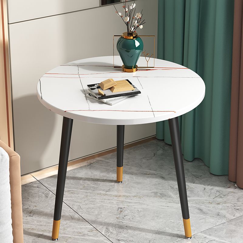 23.6" Tall Modern Round Slate Top Side Table Metal 3 Legs End Table