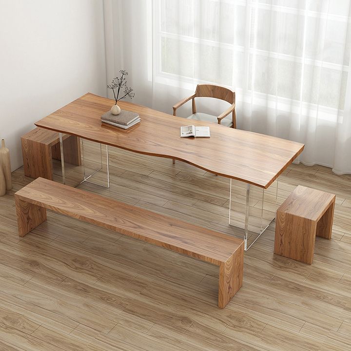 Rectangle Double Pedestal Dining Table Modern Wood Table for Dining Room Clearhalo 'Dining Tables & Seating' 'Dining Tables' 'dining_table' 'furn' 'furn_dining_table' 'Furniture' 'Kitchen & Dining Furniture' 1200x1200_96880580-50e9-481f-80f1-5e628564d32b