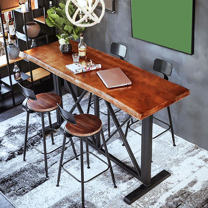 Ensemble de Table de Bar industrielle, 1/5 pièces, Table de comptoir rectangulaire en bois de pin avec tabourets pour Bar