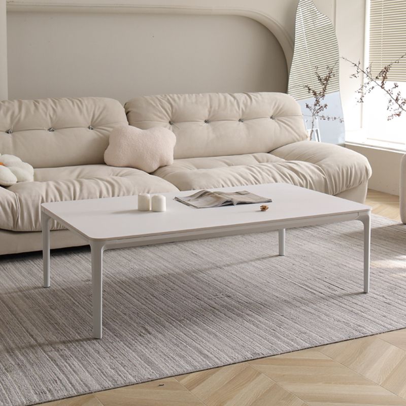 Mesa de centro Modernism Sate Top Mesa de cóctel rectangular de 4 patas en blanco