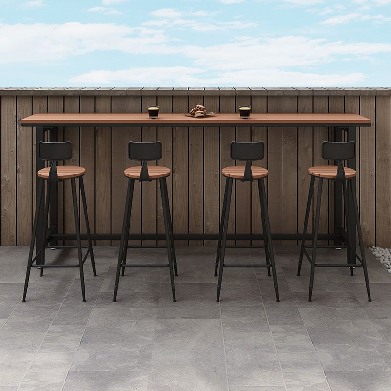 Modern Rectangle Outdoor Patio Bar Table Wood Natural Bistro Bar Height Cocktail Table Clearhalo 'Bar Furniture' 'Bar Tables' 'bar_tables' 'furn' 'furn_bar_tables' 'Furniture' 'furniture_bar_tables' 'Kitchen & Dining Furniture' 1200x1200_9689b52a-9e6c-4f62-8749-1eca87a28163