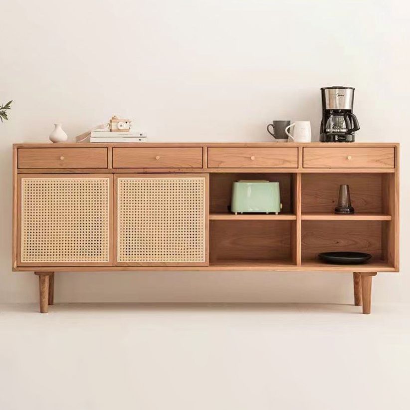 Simple Style Rattan Doors Cupboard Wood 32-inch Height Kitchen Sideboard for Dining Room Clearhalo 'buffet_sideboard' 'Buffets & Sideboards' 'furn' 'furn_buffet_sideboard' 'Furniture' 'furniture_buffet_sideboard' 'Kitchen & Dining Furniture' 1200x1200_968b8ef0-672e-4da9-ab3b-167d90a37b03