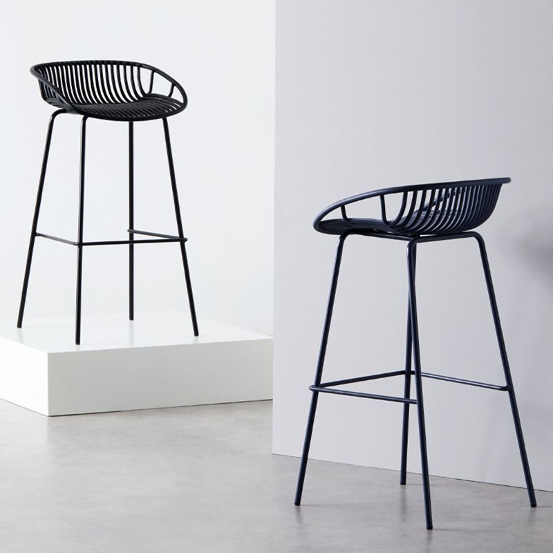 Contemporary Milk Tea Shop Footrest Matte Finish Metal Bar Stool Clearhalo 'Bar Furniture' 'Bar Stools' 'bar_stools' 'furn' 'furn_bar_stools' 'Furniture' 'furniture_bar_stools' 'Kitchen & Dining Furniture' 1200x1200_968e1a2b-cba0-4b96-9ad4-6ff2996ac74a
