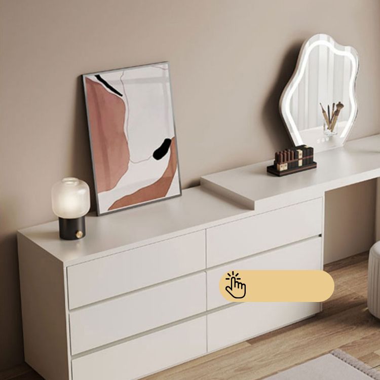 Mostinero contemporáneo de 6 cajeros de maquillaje y taburete-29.5 "H