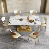 Glam Rectangle White Dining Table Standard Sintered Stone Dining Table with Pedestal Base Clearhalo ' dining_table' 'Dining Tables & Seating' 'Dining Tables' 'furn' 'furn_dining_table' 'Furniture' 'furniture_dining_table' 'Kitchen & Dining Furniture' 'kitchen&dining_furn' 'kitchen' 'kitchen_dining_table' 1200x1200_968ebb06-2ea2-404d-9e7e-956b1e891ad6