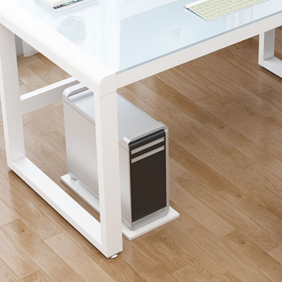 Glass Top Rectangular Gaming Desk Modern 29.53" Tall Computer Desk with Sled Base Clearhalo 'furn' 'furn_office_desk' 'Furniture' 'Office Desks' 'Office Furniture' 'office_desk' 1200x1200_968efa1d-94a2-413a-9f20-ce0f3bc62b45