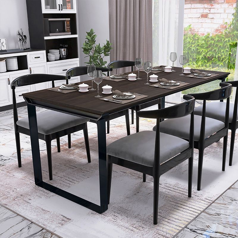 Black Pine Wood Modern Dining Table Set 1/5/7 Pcs Dinette Set for Home Clearhalo 'Dining Room Sets' 'Dining Tables & Seating' 'dining_room_set' 'furn' 'furn_dining_room_set' 'Furniture' 'Kitchen & Dining Furniture' 1200x1200_9691fb57-d666-4a25-a820-2444e4213e15