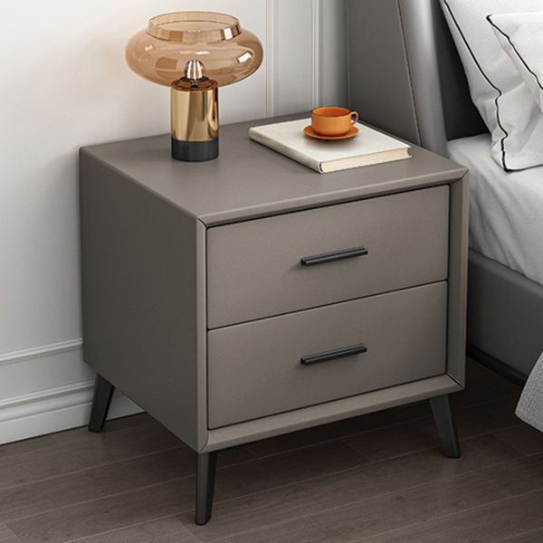 2-Drawer Accent Night Table 19" Tall Nightstand with Iron Legs