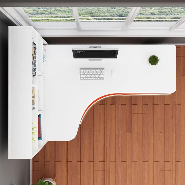 Scrivania di scrittura angolare in legno fabbricato scrivania moderna con libreria, 47,2 "l x 23,6" w x 28,5 "h