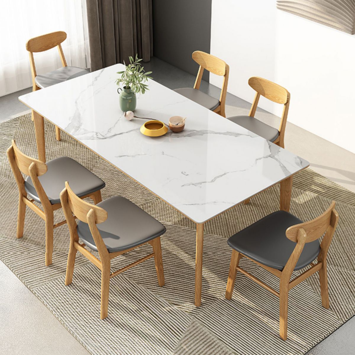 Midcentury Rectangle Dining Table Sintered Stone Table with 4 Legs Wood Base Clearhalo ' dining_table' 'Dining Tables & Seating' 'Dining Tables' 'furn' 'furn_dining_table' 'Furniture' 'furniture_dining_table' 'Kitchen & Dining Furniture' 'kitchen&dining_furn' 'kitchen' 'kitchen_dining_table' 1200x1200_96953a11-2cc0-40de-a9f1-2940e7831c0e