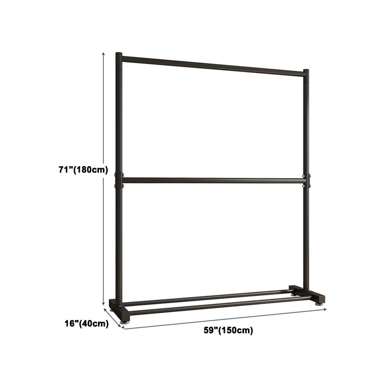Armadiet in acciaio inossidabile a armadio aperto in stile contemporaneo con asta di abbigliamento