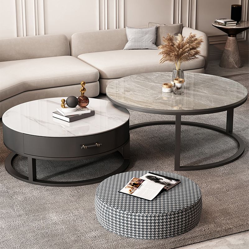 Slate Coffee Cocktail Table Frame Coffee or End Table with Storage Drawers Clearhalo 'Coffee & Accent Tables' 'Coffee Tables' 'coffee_tables' 'furn' 'furn_coffee_tables' 'Furniture' 'Living Room Furniture' 1200x1200_9696bf7f-a7be-4af5-8c3e-150f5ecca3f5