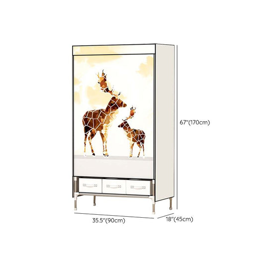 Steel Wardrobe Armoire with Drawer Modern Wardrobe Cabinet for Home Clearhalo 'Armoires & Wardrobes' 'armoires_wardrobes' 'Bedroom Furniture' 'furn' 'furn_armoires_wardrobes' 'Furniture' 1200x1200_9698c3bf-e1ec-4967-9a7a-81cd3dc5bd57