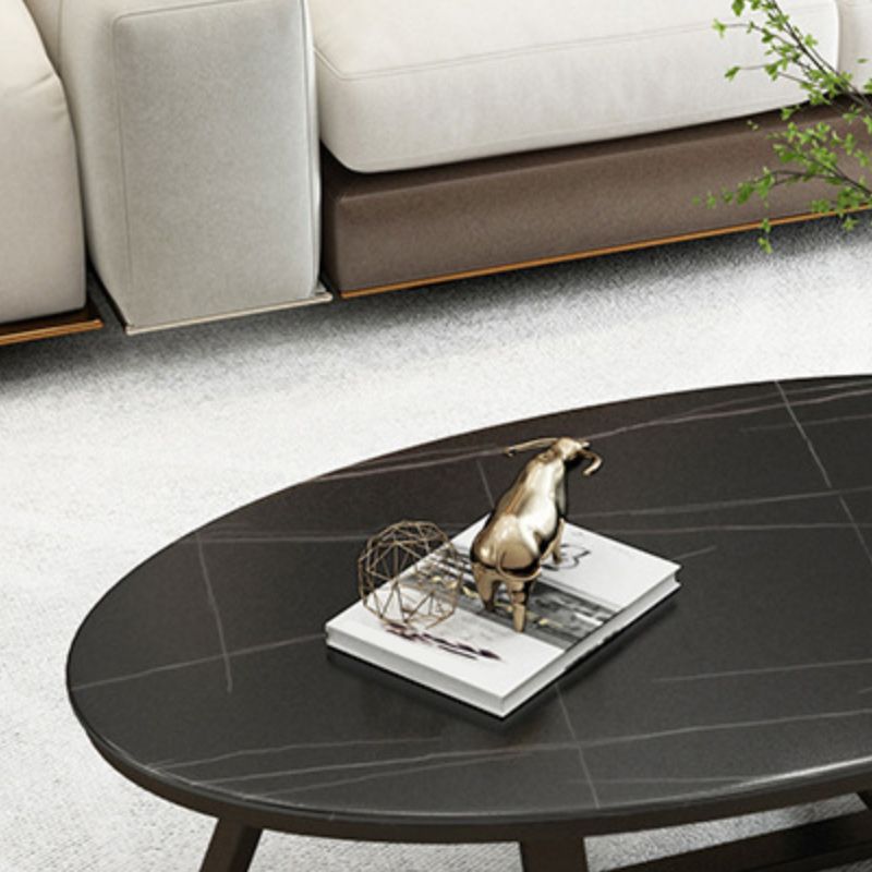 17.7" Tall Iron Cross Legs Cocktail Table Oval Slate Top Coffee Table Clearhalo 'Coffee & Accent Tables' 'Coffee Tables' 'coffee_tables' 'furn' 'furn_coffee_tables' 'Furniture' 'Living Room Furniture' 1200x1200_9699a138-3984-453b-95c3-f7d83a84200b