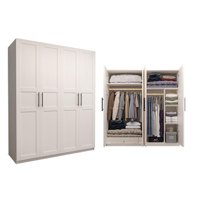 White Wood Wardrobe Cabinet With Drawers and Clothes Hanging Rod Storage Armoire Clearhalo 'Armoires & Wardrobes' 'armoires_wardrobes' 'Bedroom Furniture' 'furn' 'furn_armoires_wardrobes' 'Furniture' 1200x1200_9699bf89-6303-4c78-9d16-66dfec5579e1