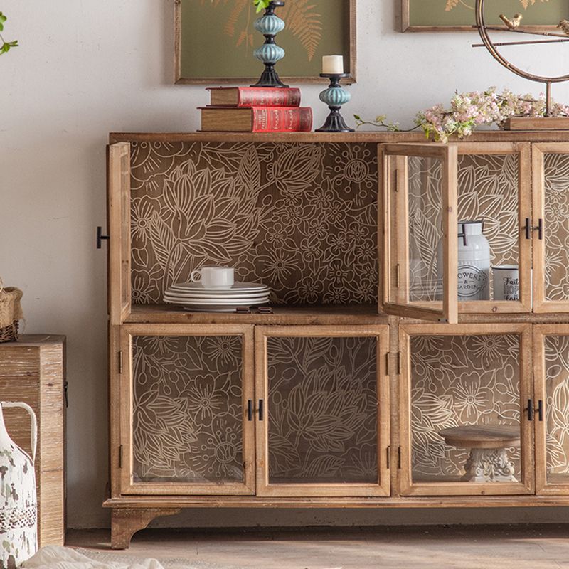 Traditional Oil Oak Curio Cabinet Glass Doors Hutch Buffet with Doors Clearhalo 'Display & China Cabinets' 'display_china_cabinets' 'furn' 'furn_display_china_cabinets' 'Furniture' 'Kitchen & Dining Furniture' 1200x1200_969bbde5-94bd-47b4-9ca7-ee846fb3cb65