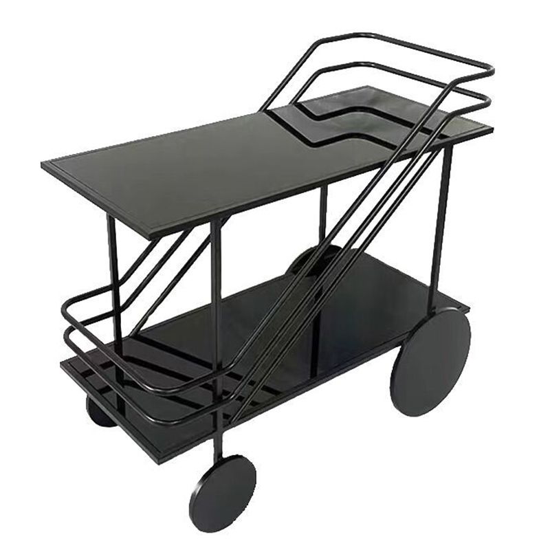 Table de préparation moderne en verre roulant ouvrir un chariot de cuisine rectangulaire