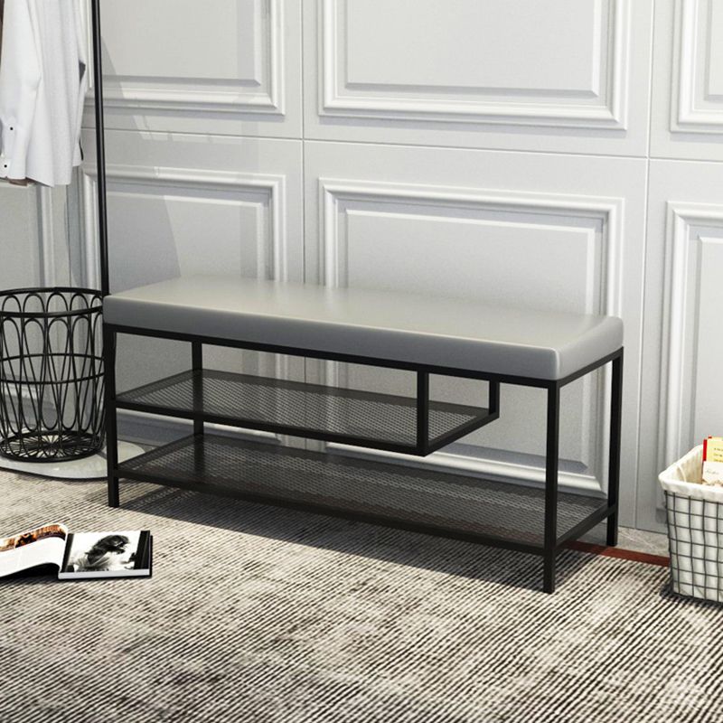 12.6 Inch Wide Seating Bench Modern Metal Cushioned Entryway Bench Clearhalo 'Benches' 'Chairs & Seating' 'furn' 'furn_benches' 'Furniture' 'Living Room Furniture' 1200x1200_969dc0c7-43c7-457d-a557-e0cde1148252