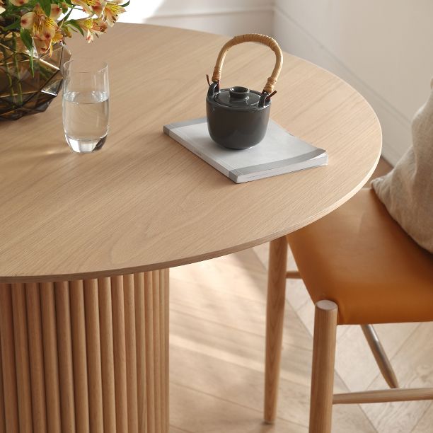 Tavolo da pranzo in legno massiccio Simpuzzo stile tavolo da pranzo rotondo marrone per cucina a casa