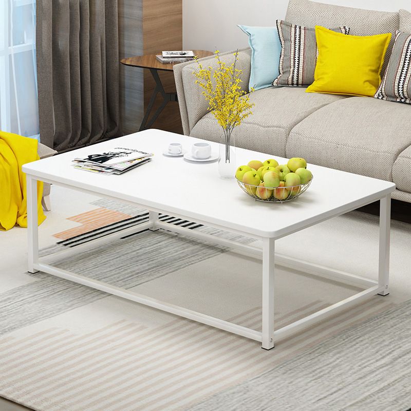 Modern Style Rectangular Wooden Table with Metal Frame Base Coffee Table Clearhalo 'Coffee & Accent Tables' 'Coffee Tables' 'coffee_tables' 'furn' 'furn_coffee_tables' 'Furniture' 'Living Room Furniture' 1200x1200_969e9f07-a21a-4aee-82f8-3168e804fd6c