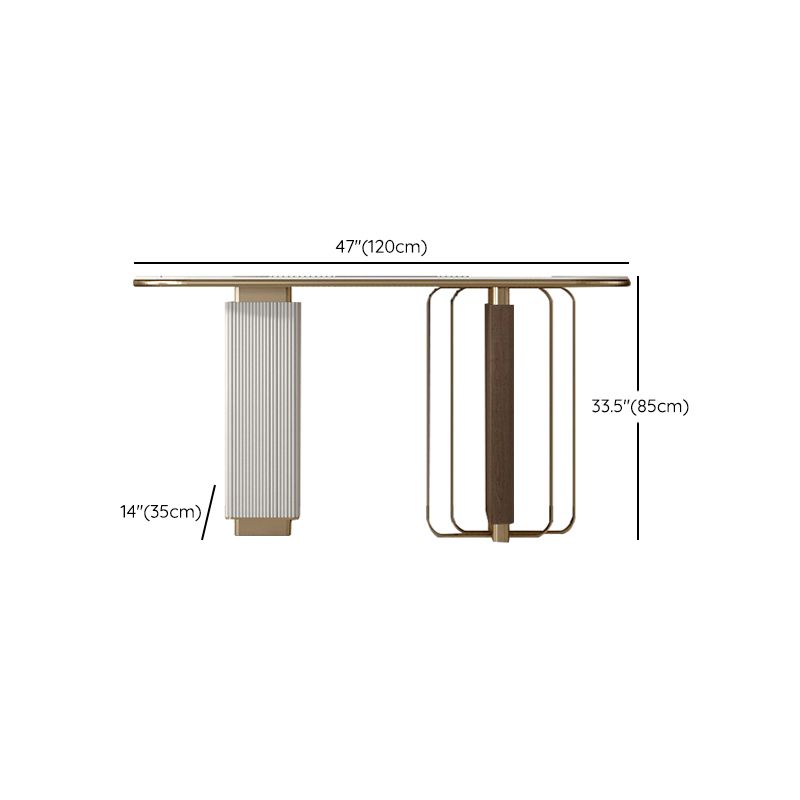 Modern Oval Console Table Stone Console Sofa Table in White for Home