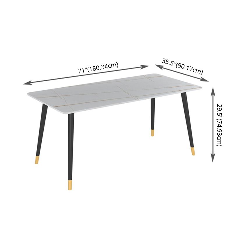 Modern Kitchen Sintered Stone Dining Set Rectangular Standard Dining Set in White Clearhalo 'Dining Room Sets' 'Dining Tables & Seating' 'dining_room_set' 'furn' 'furn_dining_room_set' 'Furniture' 'furniture_dining_room_set' 'Kitchen & Dining Furniture' 'kitchen&dining_furn' 'kitchen' 1200x1200_969fdf7b-e4a0-4311-ac4e-880056283c95