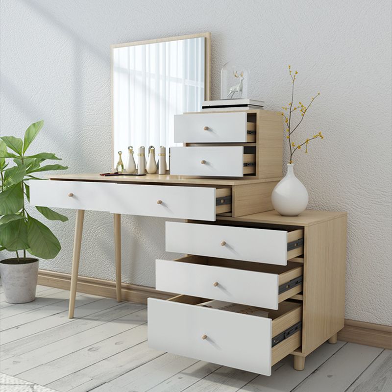 Tocador de maquillaje de dormitorio en tocador de madera de ingeniería nórdica natural