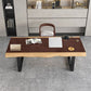 Modern Style Office Desk Solid Wood Writing Desk with Metal Base