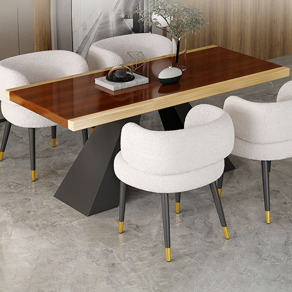 Modern Style Dining Table Solid Wood Rectangle Table with Black Base Clearhalo 'Dining Tables & Seating' 'Dining Tables' 'dining_table' 'furn' 'furn_dining_table' 'Furniture' 'Kitchen & Dining Furniture' 1200x1200_96a77bb1-44f1-4d24-890d-1fd3d7d3f4cf
