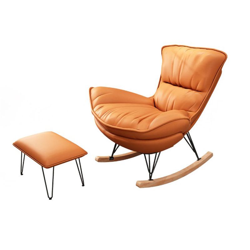 Chaise de planeurs moderne Couleur pure Métal des jambes sombres chaise à bascule avec ottoman