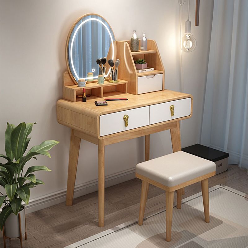 Wood-based Panel Walnut/log with 2 Drawers and Dressing Table with Storage Racks