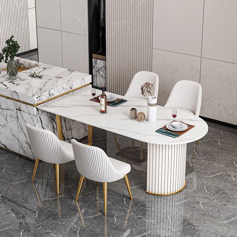 Luxury Free Form Dining Table Sintered Stone Double Pedestal Kitchen Desk Clearhalo 'Dining Tables & Seating' 'Dining Tables' 'dining_table' 'furn' 'furn_dining_table' 'Furniture' 'Kitchen & Dining Furniture' 1200x1200_96ab8dd1-4b6a-49d4-a335-71550454415e