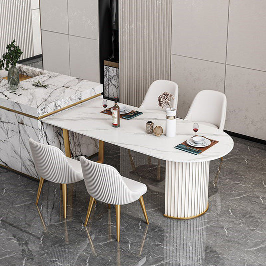 Luxury Free Form Dining Table Sintered Stone Double Pedestal Kitchen Desk Clearhalo 'Dining Tables & Seating' 'Dining Tables' 'dining_table' 'furn' 'furn_dining_table' 'Furniture' 'Kitchen & Dining Furniture' 1200x1200_96ab8dd1-4b6a-49d4-a335-71550454415e