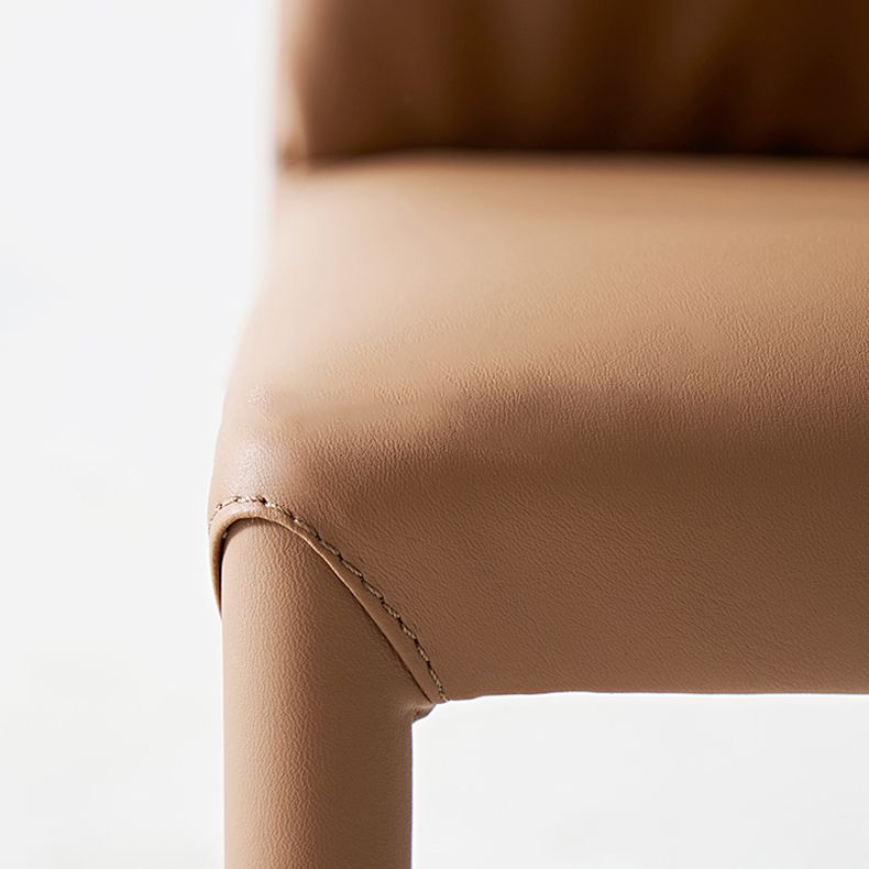 Contemporary Style Leather Dining Side Chairs Solid Back Armless Chairs (Set of 2) Clearhalo ' kitchen&dining_furn' 'Dining Chairs' 'Dining Tables & Seating' 'dining_chair' 'furn' 'furn_dining_chair' 'Furniture' 'furniture_dining_chair' 'Kitchen & Dining Furniture' 'kitchen' 1200x1200_96aeb9ca-729b-469b-b435-4e274721126a