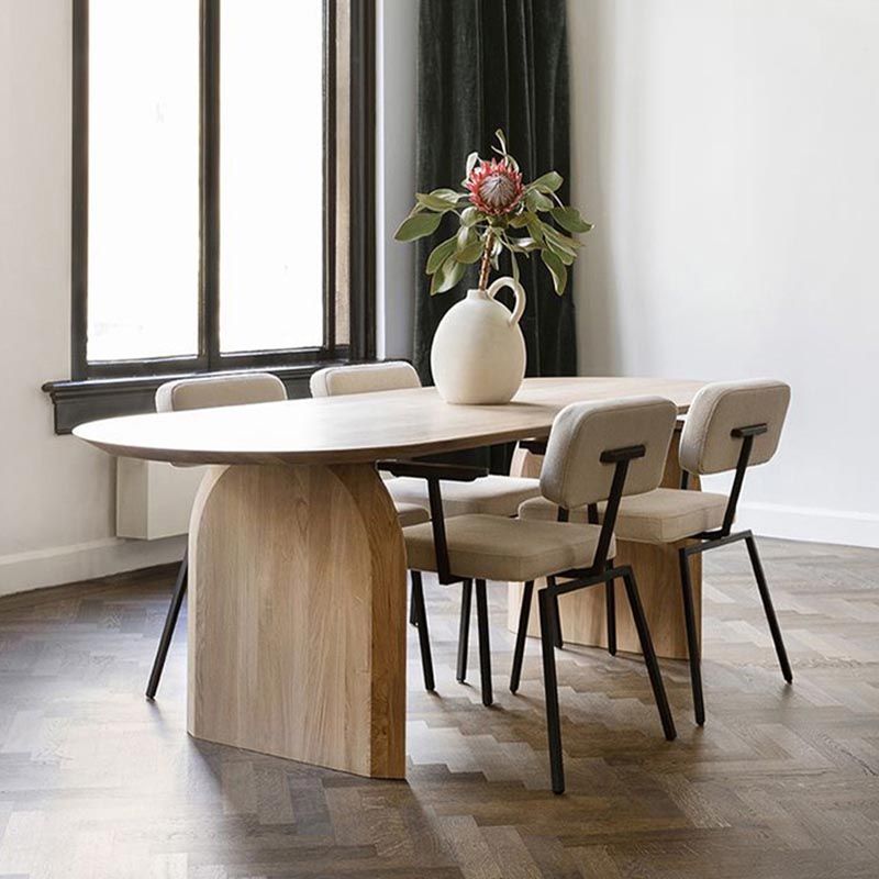 Living Room Two Legs Dining Table Modern Solid Wood Oval Dining Table Clearhalo 'Dining Tables & Seating' 'Dining Tables' 'dining_table' 'furn' 'furn_dining_table' 'Furniture' 'furniture_dining_table' 'Kitchen & Dining Furniture' 1200x1200_96af1fac-b42c-4e47-a710-828bee4ceecb